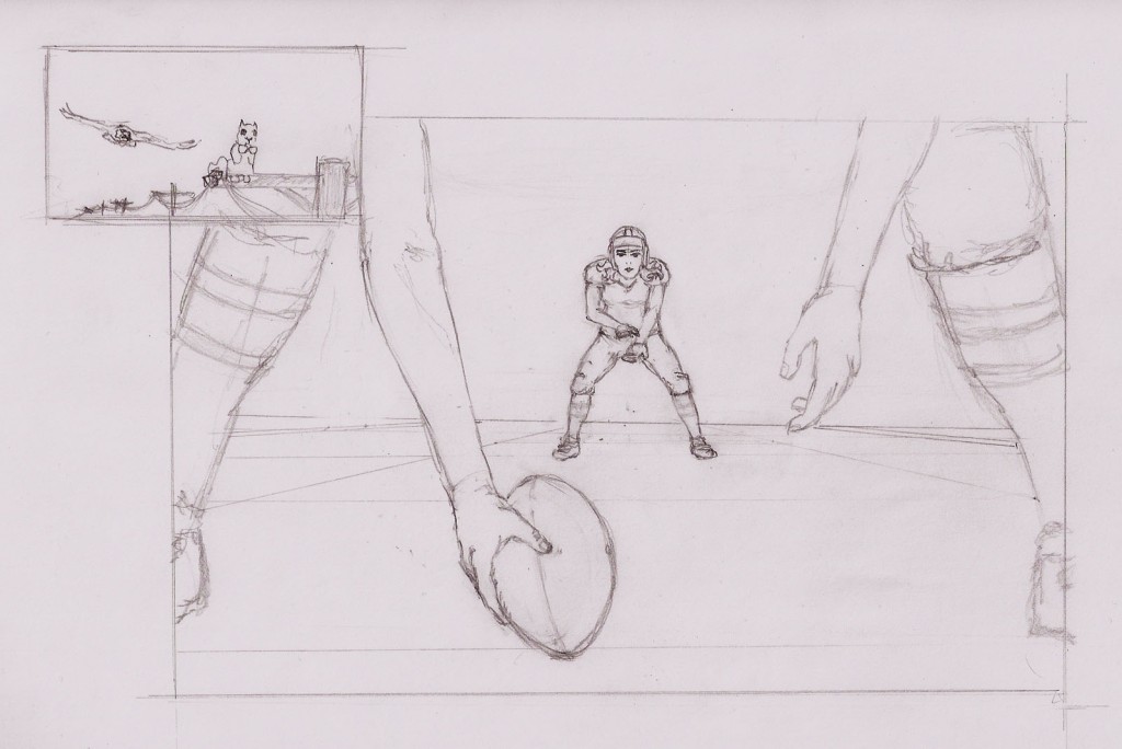 Football and squirrel sketches